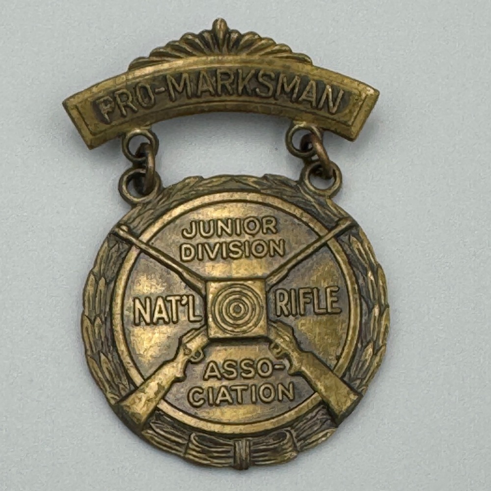 Vintage NRA Junior Division Pro-Marksman‎ Medal Pin National Rifle Association